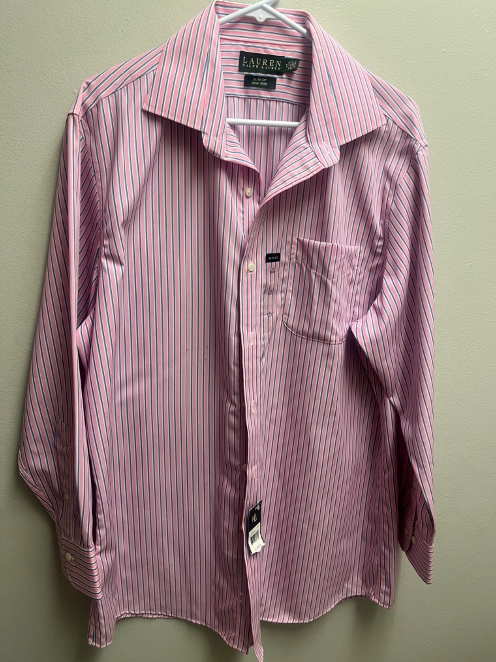 Lauren Ralph Lauren Pink Dress Shirt with Blue and White Stripes